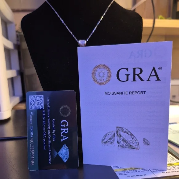 Dazzling Moissanite Silver Necklace with Crystal Charm #4 - Picture 3 of 3